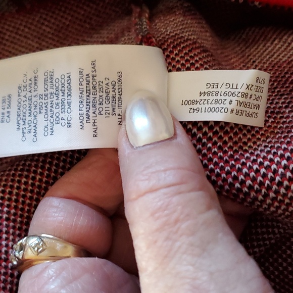 EUC Chaps Red, Black, and White Plaid Asymmetrical Zipper Vest Sz 2X - Picture 5 of 6